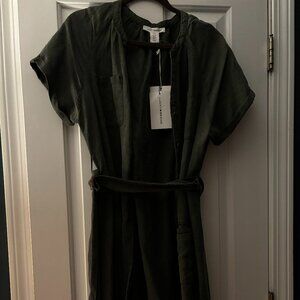 Lucky Brand Belted Vintage Green Linen Dress